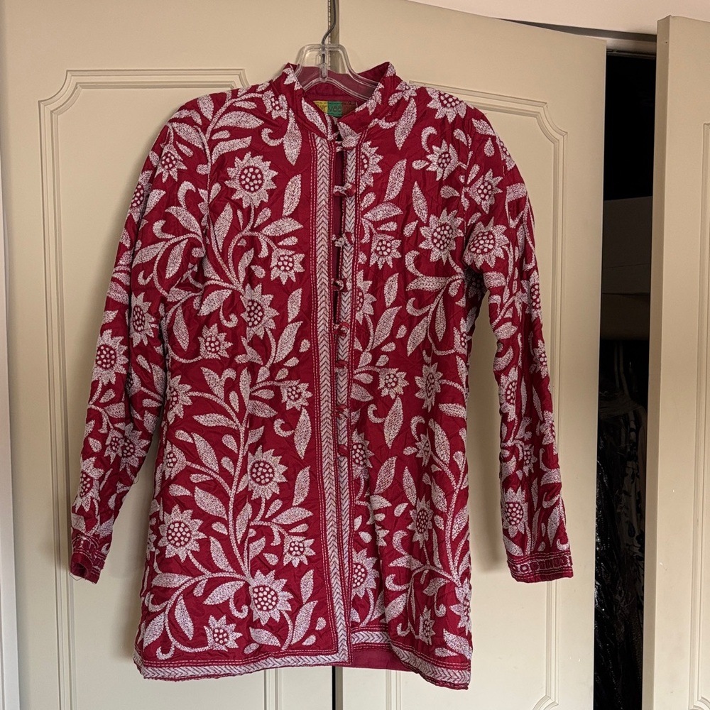 NIRVANA Red and White Floral Women's blazer. Perfect for layering n